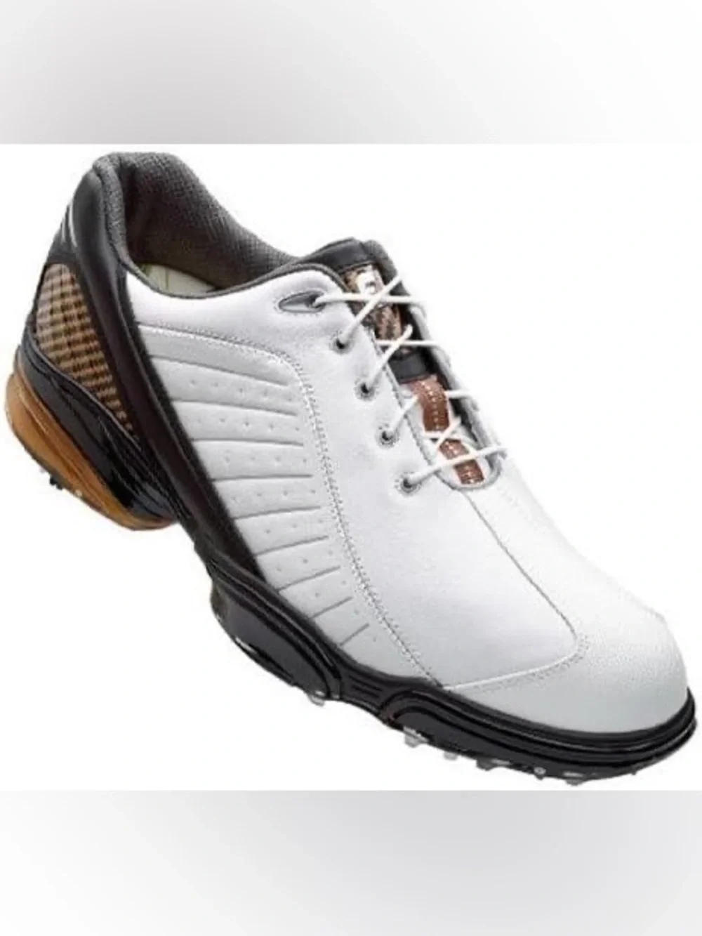 FootJoy Flex Zone Golf Shoes White Black Brown Spikeless Style 53213 Size 11.5M